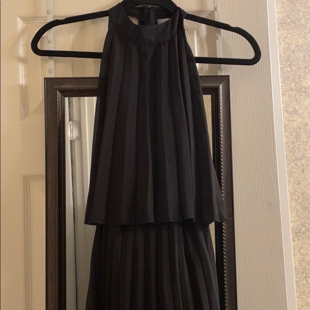 ASOS Black Halter Tie Pleated Midi Dress (size 2) - Picture 13 of 14